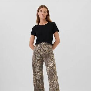 GAP Leopard Print High-Rise wide leg Pants